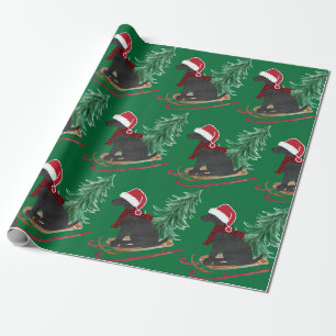 Weihnachts-Schlitten für schwarze Labradors Geschenkpapier