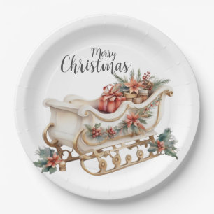 Weihnachts-Schlitten mit Geschenken Pappteller