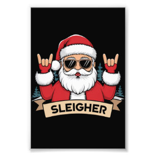 Weihnachts-Schlittenfahrer Santa Rock Xmas Rocker Fotodruck