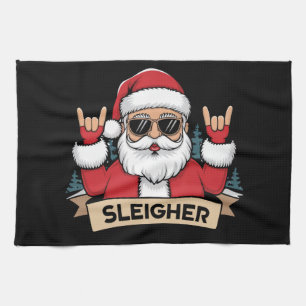Weihnachts-Schlittenfahrer Santa Rock Xmas Rocker Geschirrtuch