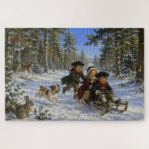 Weihnachts-Schlittenfahrt durch den Wald
