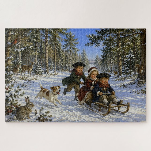 Weihnachts-Schlittenfahrt durch den Wald (Horizontal)