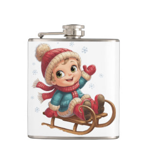 Weihnachts Schlittenfahrt mit Adorable Winter Chil Flachmann