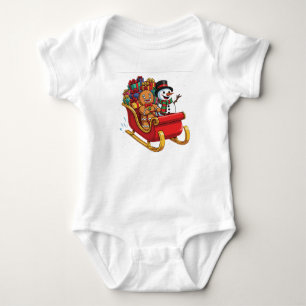 Weihnachts-Schlittenfahrt mit Gingerbread Mann Baby Strampler