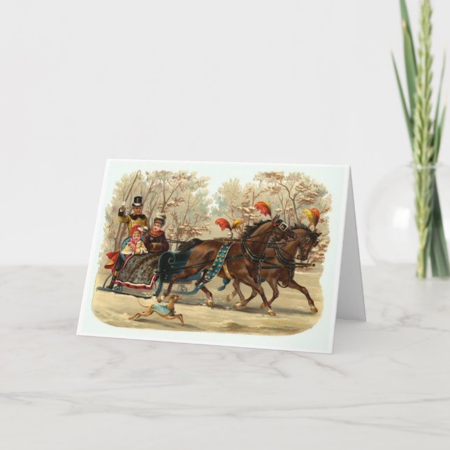 Weihnachts-Schlittenfahrt Weihnachtskarte Feiertagskarte (Vorderseite)