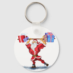 Weihnachts-Schlüsselanhänger Bodybuilder Santa mit Schlüsselanhänger
