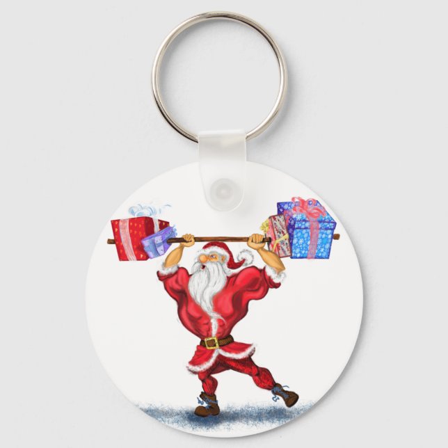 Weihnachts-Schlüsselanhänger Bodybuilder Santa mit Schlüsselanhänger (Vorderseite)