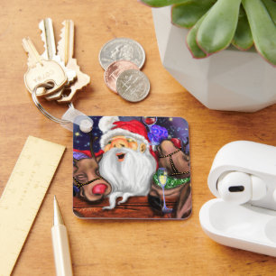 Weihnachts-Schlüsselanhänger Santa und Reindeers F Schlüsselanhänger