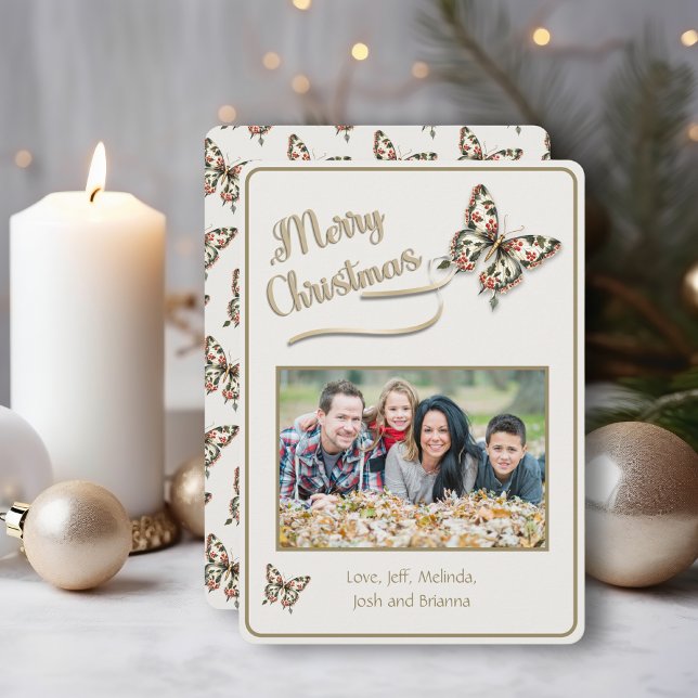 Weihnachts-SchmetterlingsfamilienFoto Feiertagskarte (Von Creator hochgeladen)