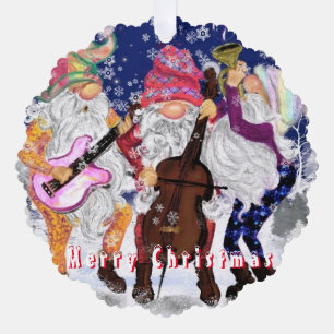 Weihnachts-Schmuckkarte Glückliche Gnome Musikband Ornament Karte