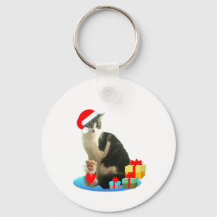 Weihnachts-Schmusekatze und süßer kleiner Engel Schlüsselanhänger