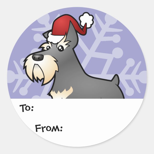 Weihnachts Schnauzer Geschenktags Runder Aufkleber (Vorderseite)