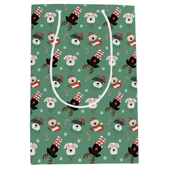Weihnachts Schnauzer Hunde Mittlere Geschenktüte (Vorderseite)