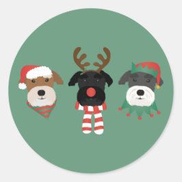 Weihnachts Schnauzer Hunde Runder Aufkleber