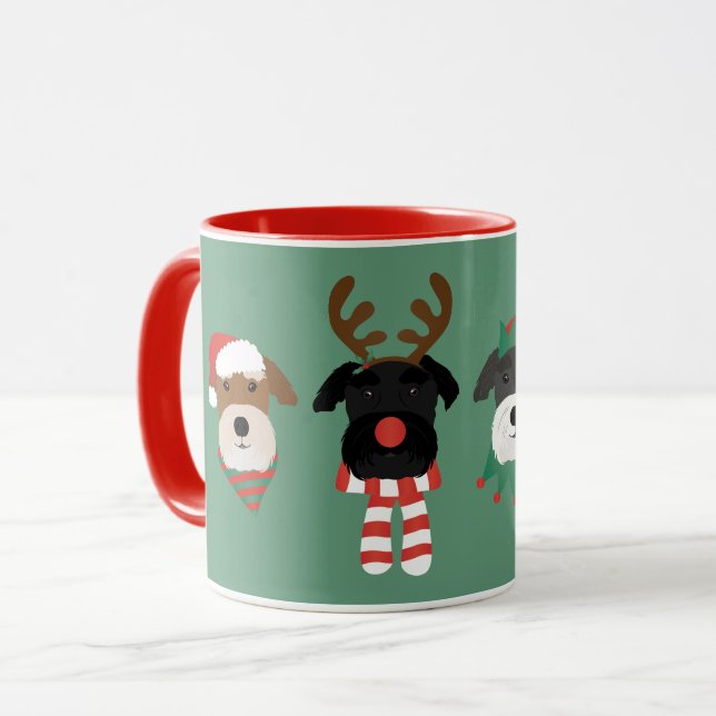 Weihnachts Schnauzer Hunde Tasse (Vorderseite Links)