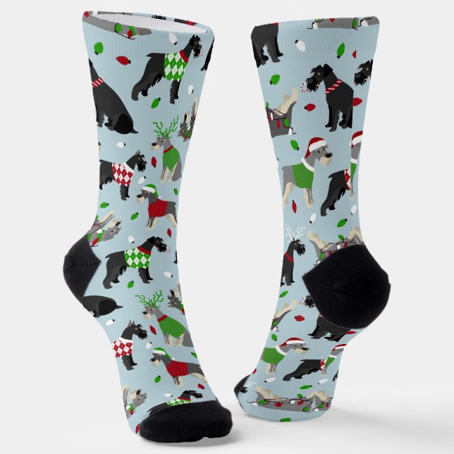 Weihnachts Schnauzer Socken (Gewinkelt)