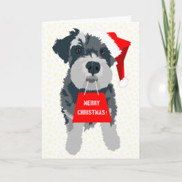 Weihnachts-Schnauzer-Weihnachtsmannmütze-Grußkarte Feiertagskarte