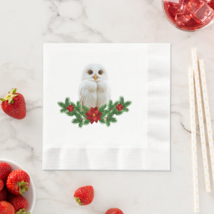 Weihnachts-Schnee-Eule Serviette