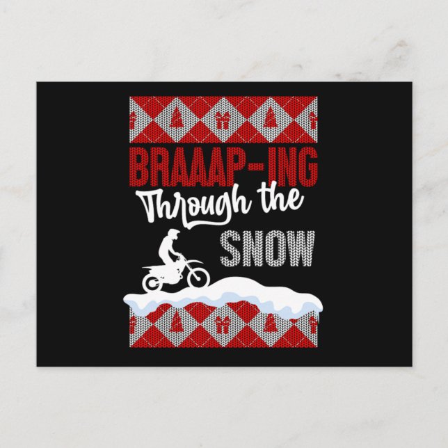 Weihnachts-Schnee Motocross Motorrad-Geschenk Postkarte (Vorderseite)