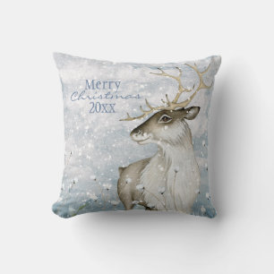 Weihnachts-Schnee-Tier-Hirsch-Typografie Personali Kissen