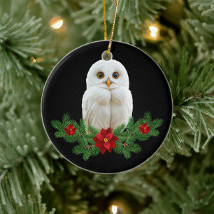 Weihnachts-Schneeeule Keramik Ornament