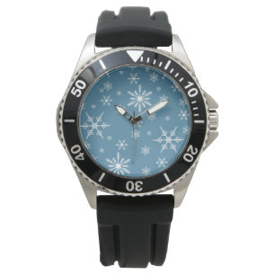Weihnachts-Schneeflocke auf blau Armbanduhr