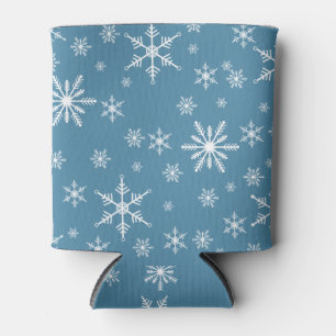Weihnachts-Schneeflocke auf blau Dosenkühler