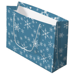 Weihnachts-Schneeflocke auf blau Große Geschenktüte