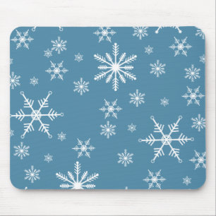 Weihnachts-Schneeflocke auf blau Mousepad