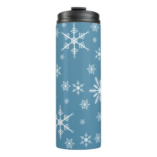 Weihnachts-Schneeflocke auf blau Thermosbecher
