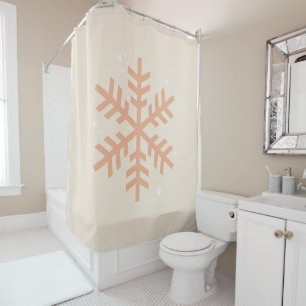 Weihnachts-Schneeflocke Beige Duschvorhang