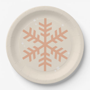 Weihnachts-Schneeflocke Beige Pappteller