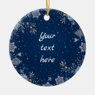 Weihnachts-Schneeflocke Blau und Weiß Keramik Ornament