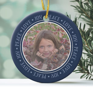Weihnachts-Schneeflocke: Doppelseitiges Foto Keramik Ornament