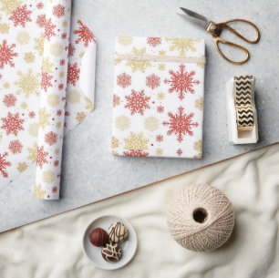Weihnachts-Schneeflocke Rot Gold Geschenkpapier