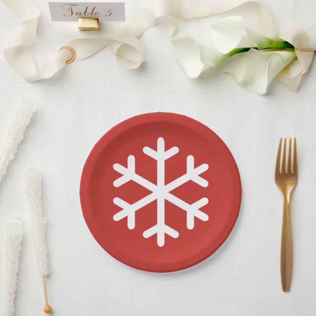 Weihnachts-Schneeflocke Rot-Papierplatte Pappteller (Hochzeit)