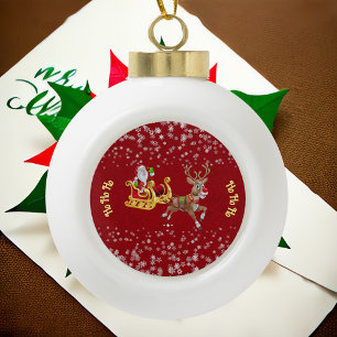Weihnachts-Schneeflocke Santa Ho Ho Ho Renntier Sc Keramik Kugel-Ornament