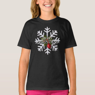 Weihnachts-Schneeflocke und scheue rote Beere T-Shirt