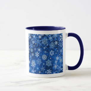 Weihnachts-Schneeflocken Blau und Silber Tasse