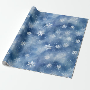 Weihnachts-Schneeflocken Blaue Himmel Geschenkpapier