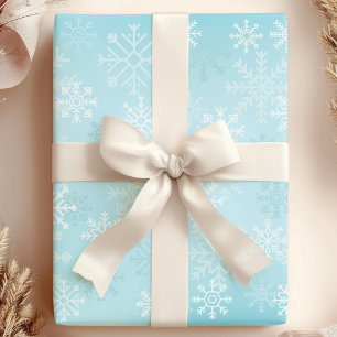 Weihnachts-Schneeflocken Blaue Schnee-Muster Geschenkpapier
