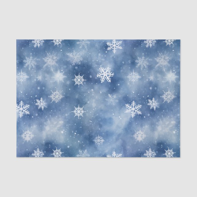 Weihnachts-Schneeflocken Blue Sky-Zwirnpapier Seidenpapier (Vorderseite)