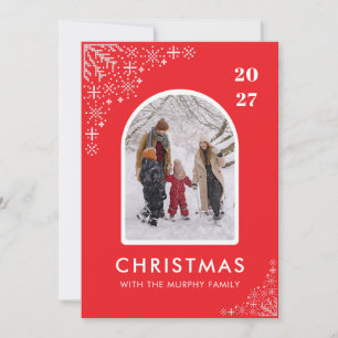 Weihnachts-Schneeflocken-Bogen-Muster Familienfoto Feiertagskarte