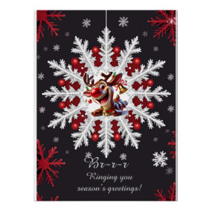 Weihnachts-Schneeflocken-Dekoration mit roten Akze Poster