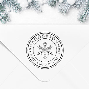 Weihnachts-Schneeflocken-Familienname Kreis-Adress Gummistempel