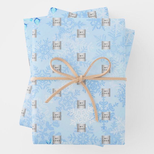 Weihnachts-Schneeflocken-Firmenlogo Geschenkpapier Set (Beispiel)
