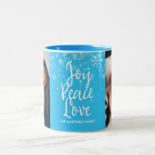 Weihnachts-Schneeflocken Foto und Name Zweifarbige Tasse