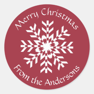 Weihnachts-Schneeflocken-Geschenk-Tag von Ihrer Fa Runder Aufkleber