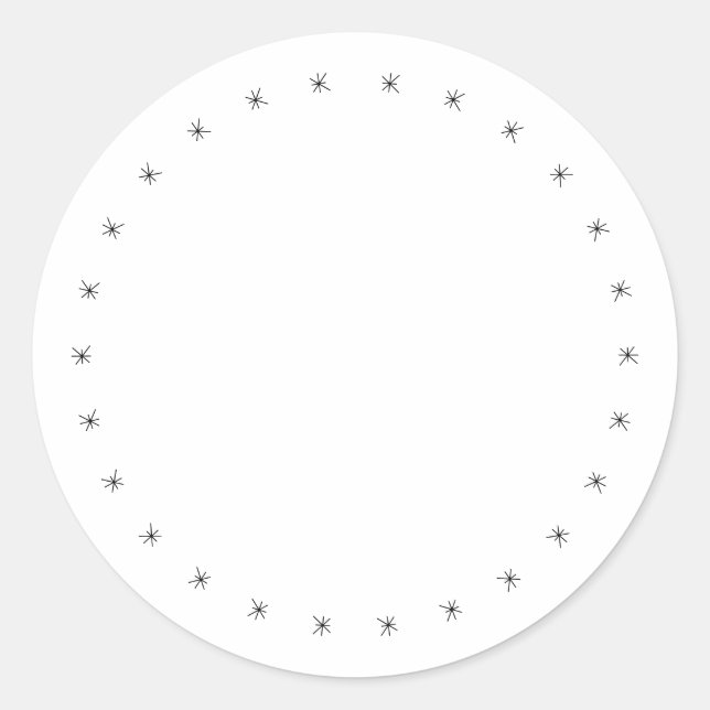 Weihnachts-Schneeflocken-Grenze Schwarz-weiße Leer Runder Aufkleber (Vorderseite)