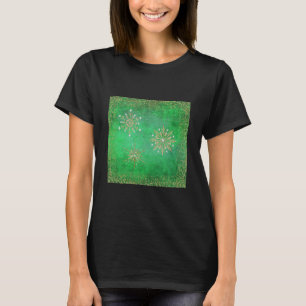 Weihnachts-Schneeflocken Grün & Gold Glitter T-Shirt